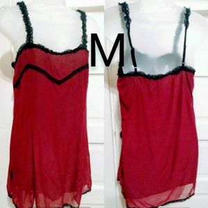 ✔️Maroon Burgundy Nylon Mesh Nightie Dress